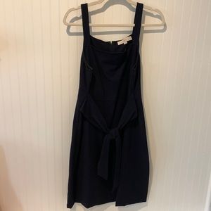 Navy dress, tie waist. Worn once.
